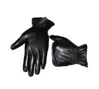 Ornrjfll Men's Leather Gloves Goatskin Gloves Outdoor Warmth Plus fleece Sheepskin Gloves Driving Gloves style 3 M