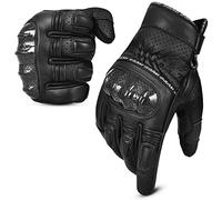 Oro Biker Leather Motorbike Gloves Mens, Carbon Knuckle Motorcycle Gloves Touchscreen Compatible, Extra Grip Powersports Motorbike Gloves Road Racing Riding Gloves (Black, XXL)