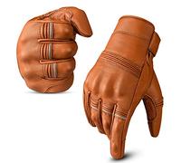 Oro Biker Motorbike Gloves Premium Leather Motorcycle Motorbike Gloves Touch Screen Knuckle Protective Full Finger Racing Riding Gloves (TAN, XXL)