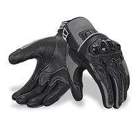 Oro Biker Motorbike Motorcycle Gloves, Premium Leather and Summer Mesh Hard Knuckle Touch Screen Motorbike Gloves Racing ATV Riding Gloves for Men (Medium, Black/Grey)