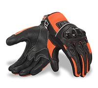 Oro Biker Motorbike Motorcycle Gloves, Premium Leather and Summer Mesh Hard Knuckle Touch Screen Motorbike Gloves Racing ATV Riding Gloves for Men (XX-Large, Black/Fluorescent Orange)