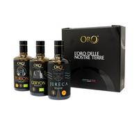 Oro Campania - Special Tasting Box Extra Virgin Olive Oil PDO and Organic, 100% Italian, cold extracted, with herbaceous Geryon, intense Turion, fruity Jurèca, 3x500 ml
