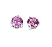 Oro Leoni 925 Sterling Silver Lab Created Pink Sapphire 7mm Martini Stud Earrings, Sterling Silver, created pink sapphire