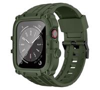OROBAY Compatible with Apple Watch Band 44mm with Case and Screen Protector, Rugged Bands Strap for iWatch Series 6/SE2/SE/5/4 with Bumper Cover, Military Green