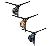 OROCOJUCO Men Micro G-string Sexy Leopard Pouch Thong Underwear Extreme Mini Border T-back