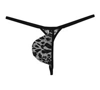 OROCOJUCO Men Micro G-string Sexy Leopard Pouch Thong Underwear Extreme Mini Border T-back Black M