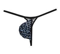 OROCOJUCO Men Micro G-string Sexy Leopard Pouch Thong Underwear Extreme Mini Border T-back Blue M