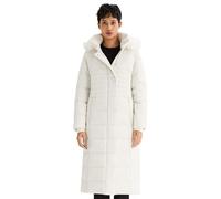 Orolay Women's Long Down Jacket with Faux Fur Trim Ladies Hooded Coat Quilted Padded Jacket with Raglan Sleeve New-White XXL