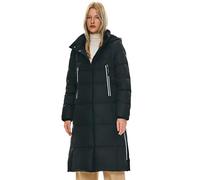 Orolay Women's Long Puffer Coat Thickened Winter Down Jacket with Hood Warm Quilted Outdoor Coat for Hiking, Travel Pirate Black L