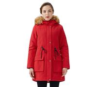 Orolay Women's Thicken Fleece Lined Parka Winter Coat Hooded Jacket with Removable Faux Fur High Risk Red S