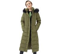 Orolay Women's Winter Long Down Jacket with Fur Hood Raglan Sleeve Coat Quilted Comfort Jacket Armygreen XS