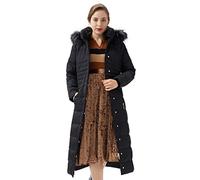 Orolay Women's Winter Long Down Jacket with Fur Hood Raglan Sleeve Coat Quilted Comfort Jacket Black XL