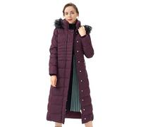 Orolay Women's Winter Long Down Jacket with Fur Hood Raglan Sleeve Coat Quilted Comfort Jacket Purple M