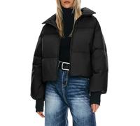 Orolay Women's Winter Puffer Jacket Stand Collar Bubble Oversized Silhouette Short Down Coat Black S