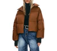 Orolay Women's Winter Puffer Jacket Stand Collar Bubble Oversized Silhouette Short Down Coat Coffee L