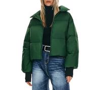 Orolay Women's Winter Puffer Jacket Stand Collar Bubble Oversized Silhouette Short Down Coat Green L