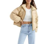 Orolay Women's Winter Puffer Jacket Stand Collar Bubble Oversized Silhouette Short Down Coat Khaki M