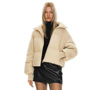 Orolay Women's Winter Puffer Jacket Stand Collar Bubble Oversized Silhouette Short Down Coat Khaki XS