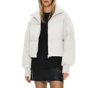 Orolay Women's Winter Puffer Jacket Stand Collar Bubble Oversized Silhouette Short Down Coat White XL