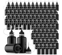 Orolotay 100pcs 30ml/1oz Black Needlepoint Glue Bottle Needles Precision Tip Applicator Bottle for Alcohol Ink DIY Crafts Acrylic