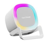 Orolotay 4 in 1 Bluetooth Speaker 15W Wireless Charger Mobile Phone Holder Atmosphere Night Light Desktop Speaker