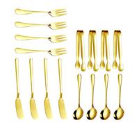 Orolotay Cheese Butter Spreader Set 16-Piece Charcuterie Accessories Stainless Steel Butter Knife Serving Tongs (Gold)