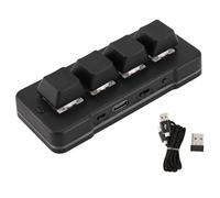 Orolotay MK424G 4-Key Mini Customized Keyboard with Mechanical Blue Switch 2.4G+Usb Connection for Office Game Multimedia Black