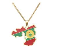 Oromia Map Flag Necklace Gold Pendant 45cm Chain Oromiyaa Ethiopia