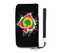 Oromo Liberation Front Flag Spades Ace Poker Slim Wallet for Women Long Purse Cute Clutch Wristlet Handbag Card Holders