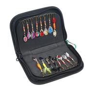 OROOTL 16PCS Inline Spinner Lures Kit, Metal Spinnerbaits Rooster Feather Tail with Portable Bag, Freshwater Saltwater Fishing Lures for Bass Trout Pike Salmon Walleye Perch