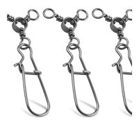 OROOTL 3 Way Snap Swivels Fishing Tackle, 30pcs Three Way Swivel with Duo Lock Snap Stainless Steel Cross Line Barrel Triple Swivels Snaps Connector for Saltwater Freshwater Fishing