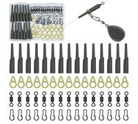 OROOTL Carp Fishing Bait Rigs Tackle Kit, 60pcs Fishing Swivel Speed Clips Connector Anti-Tangle Sleeves Tube Fishing Gear Carp Fishing Accessories