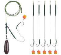 OROOTL Carp Fishing Rig Kit: 6 Pre-rigged & 5 Extra Leader Line Rigs, 2.5oz Sinker Weight, Curved Hooks, Ideal for Carp Fishing