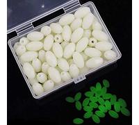 OROOTL Glow Beads Fishing Saltwater, 100pcs Hard Plastic Luminous Fishing Beads White Fish Bead Assortment Oval Egg Bead Fishing Lures Sea Fishing Tool