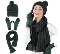 OROOTL Hat Gloves Scarf Set Women Winter Knit Beanie Hat+Touchscreen Gloves+Long Scarve 3 in 1 Set Gift for Women Girls Ladies