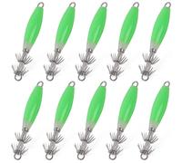 OROOTL Luminous Squid Jig Hooks Saltwater, 5pcs/10pcs Glow Squid Jigs Kit Fluorescent Cuttlefish Sleeve Jig Octopus Squid Lures Hard Fishing Bait Set with Tackle Box