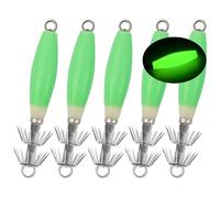 OROOTL Luminous Squid Jig Hooks Saltwater, 5pcs/10pcs Glow Squid Jigs Kit Fluorescent Cuttlefish Sleeve Jig Octopus Squid Lures Hard Fishing Bait Set with Tackle Box