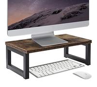 OROPY Wood Vintage Monitor Stand Holder, PC Laptop Computer Screen Riser, Desktop Storage Organiser Shelf for Home or Office, 40 x 23 x 14cm, Dark Brown