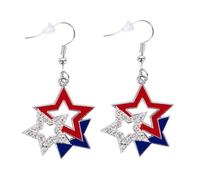 ORORIN 4th of July Patriotic Earrings for Women,Red White Blue USA American Flag Dangle Stud Earrings,Sparkly Star Design for Independence Day Veterans Day Memorial Day Gifts Accessories Outfit