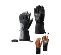 ORORO Heated Gloves for Women Men, 3-in-1 Electric Heated Gloves Rechargeable for Motorcycle Skiing Hiking (Black & Gray,S)