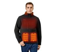 ORORO Men's 5 Heat Zones Softshell Heated Jacket with Power Bank, Fleece Lined Heated Coat (Black, L)