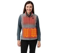 ORORO Upgraded Women's 4-Zone Heated Fleece Gilet with Heated Collar, Electric Heated Vest Base Layer with Power Bank (Flecking Grey,L)