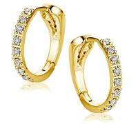 Orovi Diamond Earrings for Women -18 Carat (750) Yellow Gold - 18 ct Solid Gold Earrings with natural Diamonds, Diamond Hoops 12 mm, Womens Jewellery, Hypoallergenic, with elegant Jewellery Box