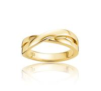 OROVI Jewellery for Women, 18CT Gold Plated 925 Sterling Silver Ring for Women, Gold Plated Wedding Band Crossover Style, Wedding Ring, Handmade Hypoallergenic Jewellery