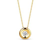 Orovi Women Diamond Necklace 18 K / 750 Yellow Gold Chain/Solitaire Diamond Round Pendant With Diamonds 0.05 Ct Brilliant Cut, Length 42 cm