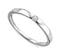 Orovi Women Solitaire Engagement Ring 9 ct/375 White Gold With Brilliant Cut Diamond 0.05 ct Ring Handmade In Italy