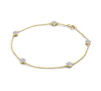 OROVI Women's 9ct Gold Brilliant-Cut Diamond Bracelet in 375 9k Yellow Gold with Adjustable Chain Extender: 17-18cm