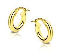 Orovi Womens jewellery - Genuine Yellow Gold 375 Hoop Earrings for Women - Chunky Hoops - Drop Earrings - Hypoallergenic Real Gold Jewellery - Made in Italy - Gift Box Included