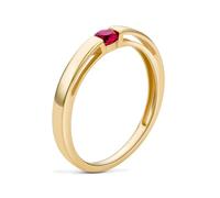 OROVI Yellow Gold Ring for Women with a Ruby in 9 Carat Gold, Hypoallergenic Ring - Handmade Engagement Rings with jewellery box
