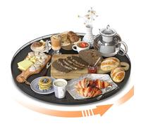 Oroyutor 21" Oak Wooden Lazy Susan Turntable for Dining Table, Extra Large Round Lazy Susans Organizer for Kitchen Countertop Charcuterie Boards Cheese Board Organization and Storage Black Home Decor